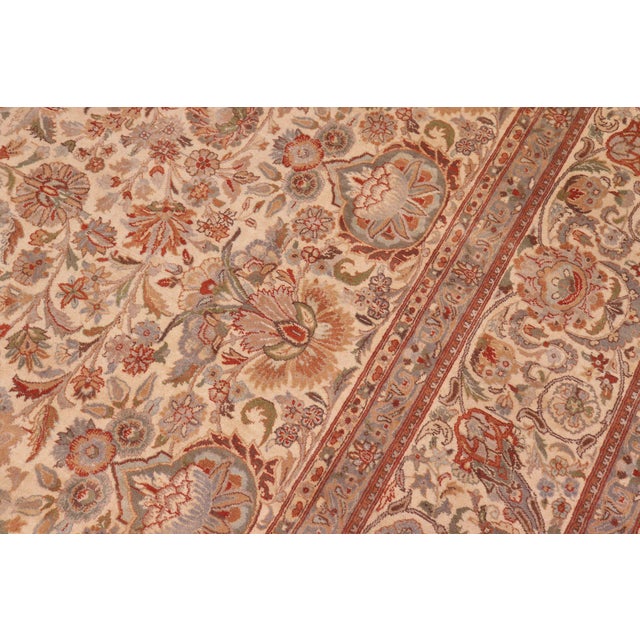 Shabby Chic 1990's Floral Pak-Persian Ivory/Ivory Wool Rug - 8'11'' X 12'5'' For Sale In New York - Image 6 of 9