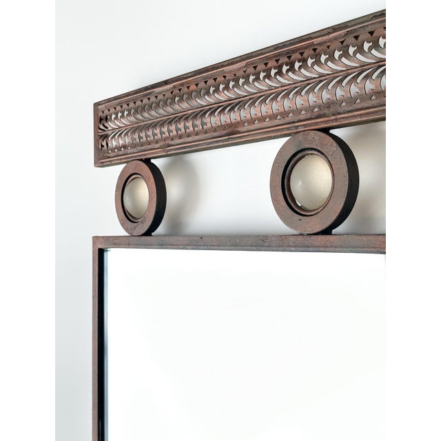 Gray Pierced Steel Wall Mirror in the Style of Santambrogio & De Berti, Italy, Mid 20th Century For Sale - Image 8 of 12