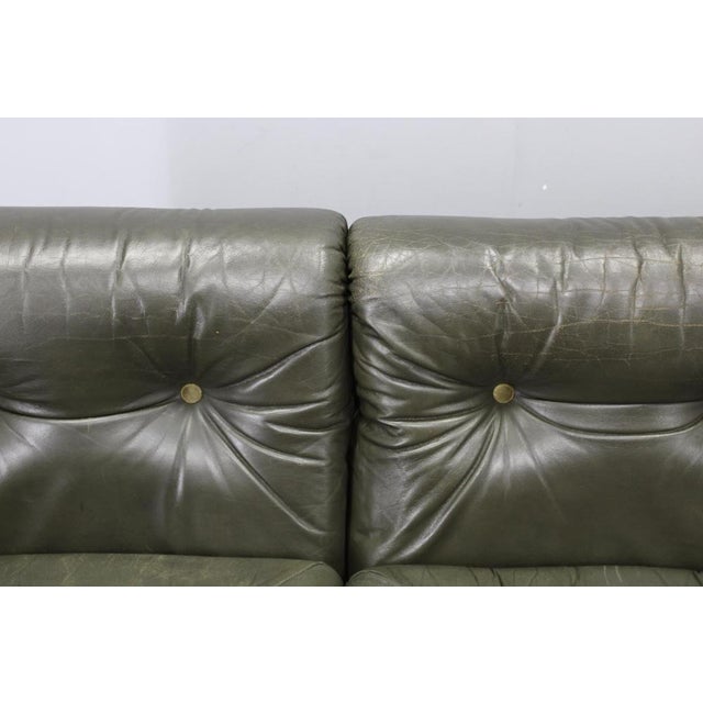 Mid-Century Green Leather Sofa, Czechoslovakia, 1970s For Sale - Image 9 of 18