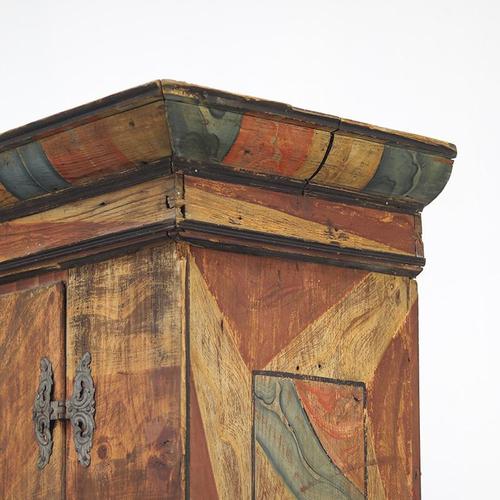 Rustic Farmhouse Folk Art Painted Bridal Cabinet For Sale - Image 15 of 18