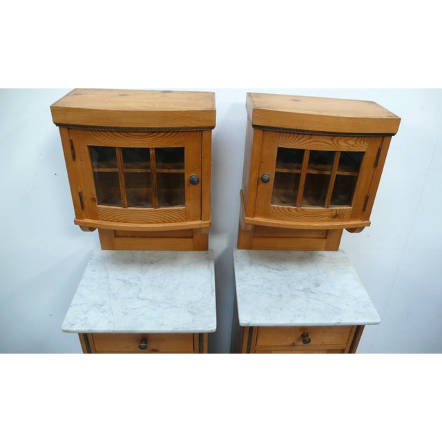 Biedermeier Nightstands with Marble Tops, Germany, 1880s, Set of 2 For Sale - Image 4 of 11