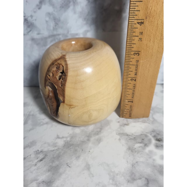 Wood Elder Burlwood Bud Vase Hand Turned Box Sculpture Wood Home Accent Office For Sale - Image 7 of 8