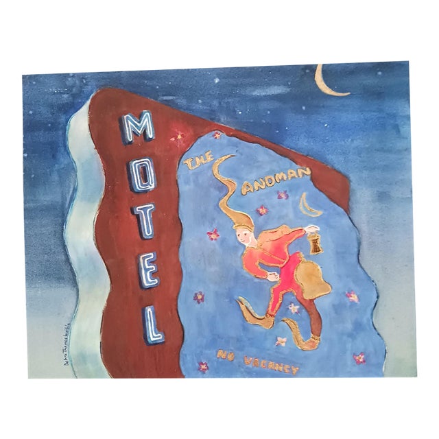 Debra Thomas Weible the Sandman Motel Watercolor on Board For Sale
