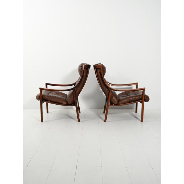 Danish Armchairs in Brown Leather from JM Birking, 1960s, Set of 2 For Sale - Image 16 of 16