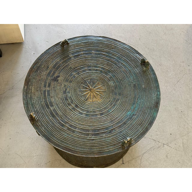 Mid 20th Century Early Southeast Asian Bronze Drum Table with Beautiful Patina For Sale - Image 11 of 18