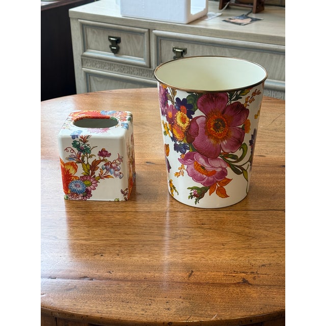 Mackenzie Childs Flower Market Boutique Tissue Box + Waste Basket For Sale - Image 12 of 12
