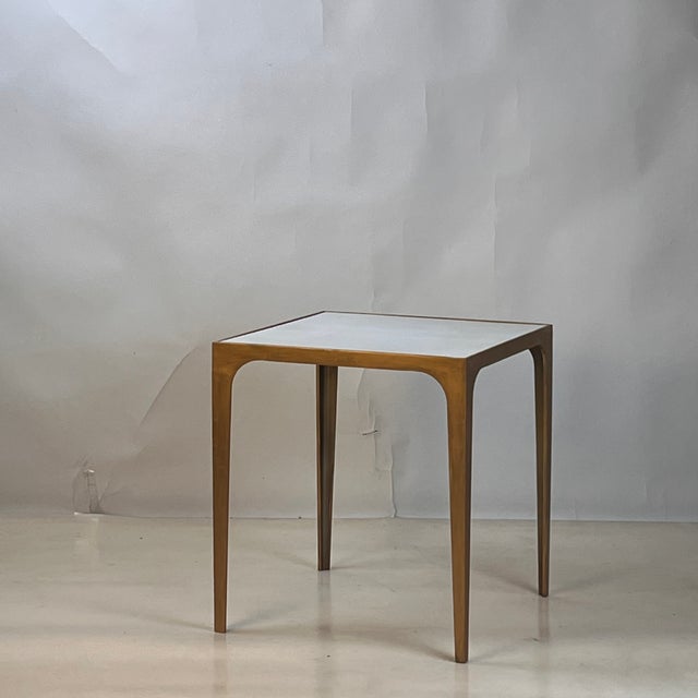 Not Yet Made - Made To Order Pair of 'Esquisse' Gilt Finish and Goatskin Top Side Tables by Design Frères For Sale - Image 5 of 8