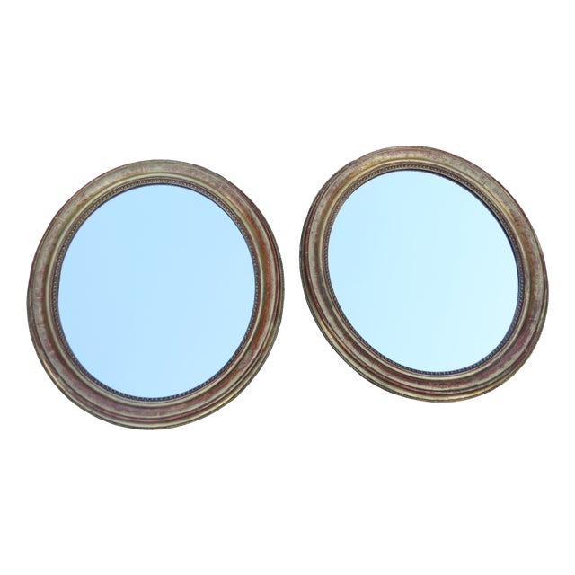 Louis Philippe Oval Giltwood Mirrors, Set of 2 For Sale