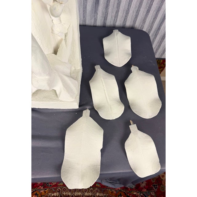 1990s Hand Carved Wood Banana Plant Lamps Finished in White Plaster - A Pair For Sale - Image 14 of 14