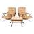 Mid Century Danish Modern Lounge Chairs Set Tufted Metal Ottoman Pair Tan Arm 2 For Sale
