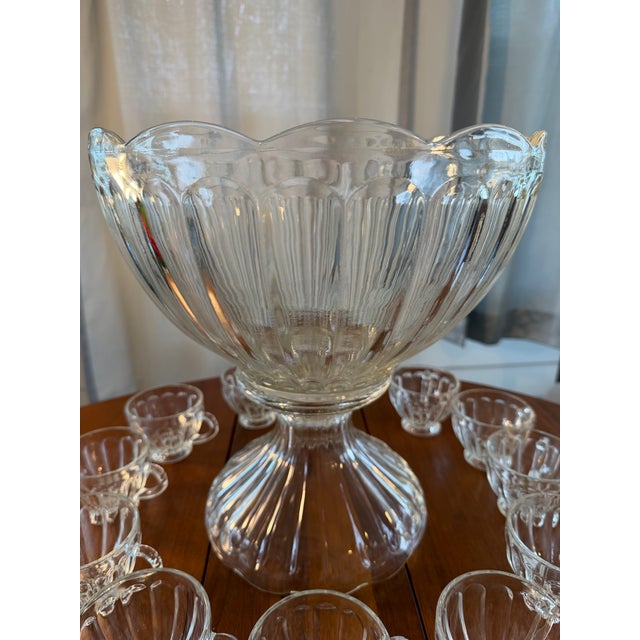Early 20th Century Anchor Hocking Colonial Punch Bowl With Stand - 26pcs For Sale - Image 6 of 12