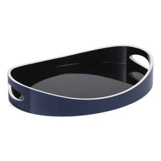Noir Marine Lacquered Serving Tray, Small For Sale