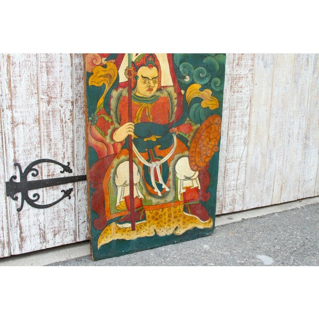 Green Colorful Antique Tibetan "Khan" Door Panel For Sale - Image 8 of 11