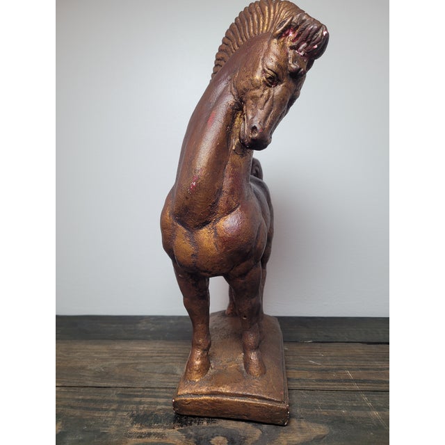 Elevate your interior with this striking Mid-Century Modern stylized horse sculpture. Standing a substantial 15 inches...