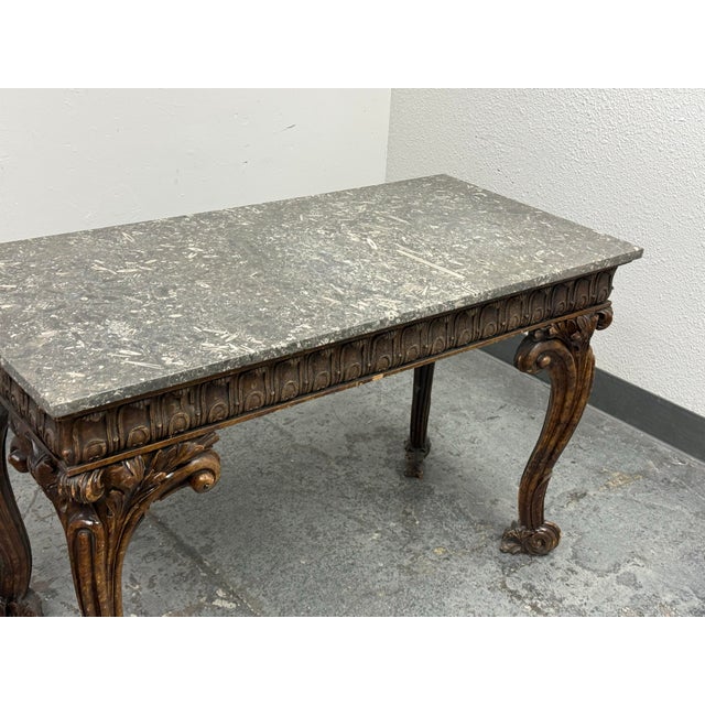 Antique Carved Wood Marble-Top Console Table, 19th Century For Sale - Image 10 of 12