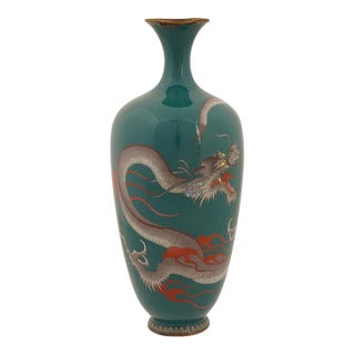 Large Japanese Meiji Cloisonne Enamel Dragon Vase For Sale