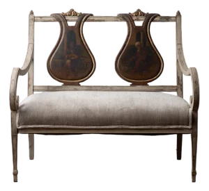 Continental Neoclassical Painted Settee With Orientalist Scenes, C. 1830