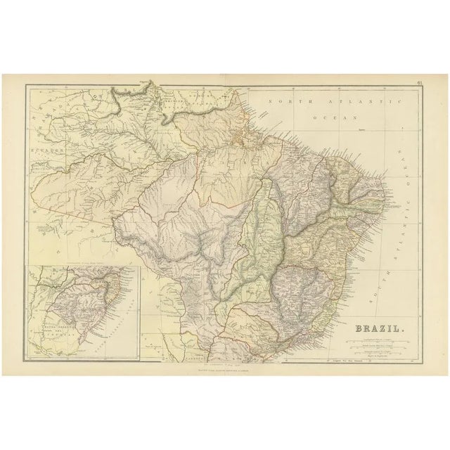 Paper Map of Brazil with Historic Borders, River Systems and Coastal Regions, 1882 For Sale - Image 7 of 7