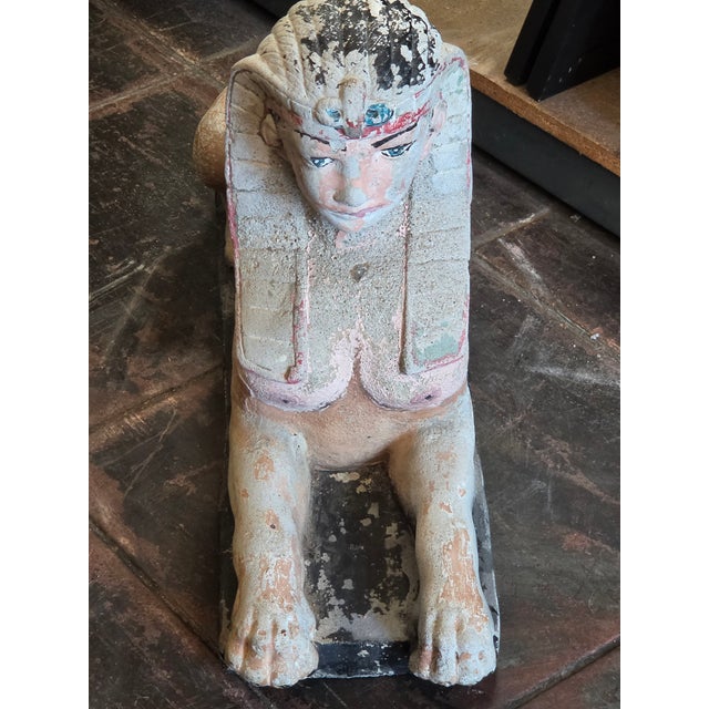 Gray 1920s Egyptian Spinx Garden Statue For Sale - Image 8 of 8