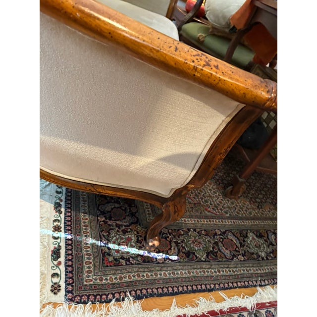 Wood Walnut Framed Loveseat Sofa For Sale - Image 7 of 8