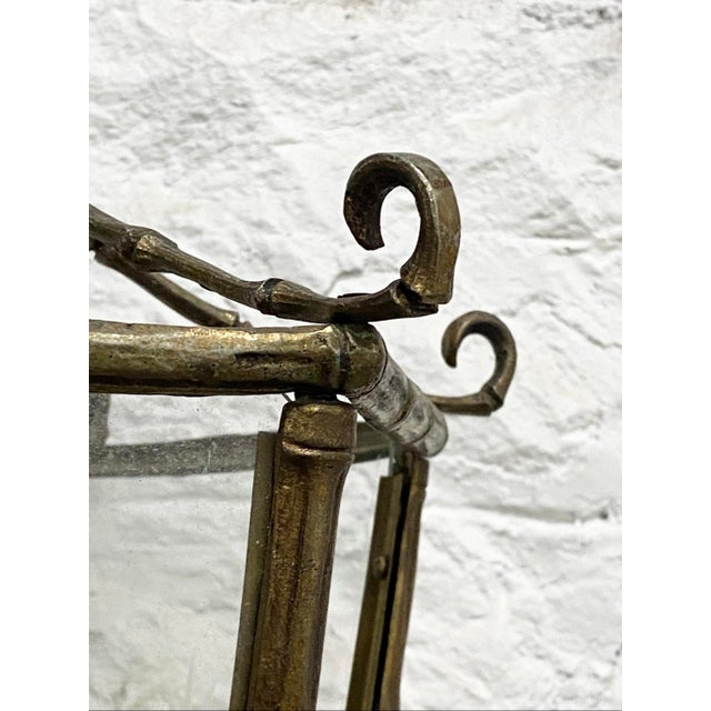 Mid 20th Century Vintage Chinoiserie Hexagonal Brass 3 Light Chandelier For Sale - Image 5 of 8