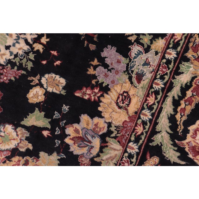 1990s Floral 1990's Pak-Persian Black/Black Wool Rug - 9'1'' X 11'10'' For Sale - Image 5 of 9