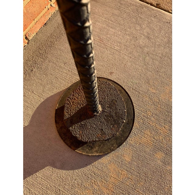 2000 - 2009 Torch Cut Brutalist Steel and Iron Floor Standing Candelabra Candle Holder For Sale - Image 5 of 5