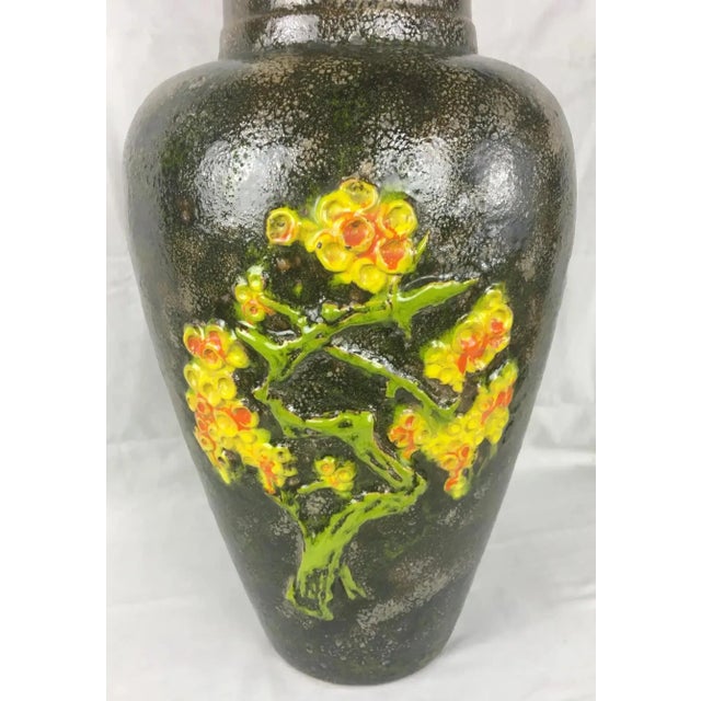 Monumental Mid-Century West German Ceramic Floor Vase attributed to Scheurich Keramik, circa 1965 This striking and tall...