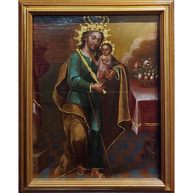 18th Century Spanish Colonial Religious Icon Baby Jesus Oil