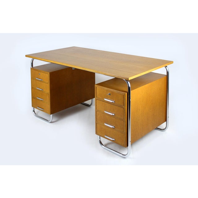 Bauhaus Bauhaus Tubular Steel Desk from Mücke-Melder, Czechoslovakia, 1930s For Sale - Image 3 of 18