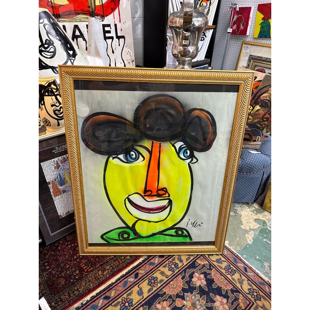 Fantastic Original Peter Keil Abstract Portrait Painting. This beautiful piece circa 1970s depicts a colorful portrait and...
