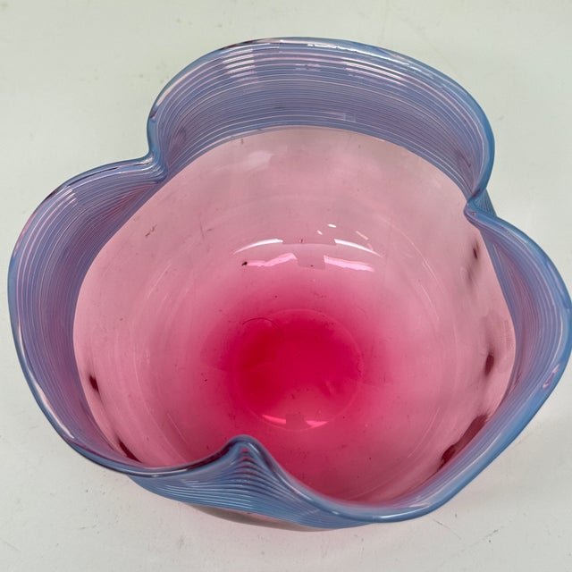 Early 20th Century Set of 2, Venetian-Style Art Glass Finger Bowl and Matching Underplate For Sale In Cleveland - Image 6 of 11