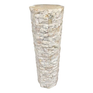 Vintage Mid Century Modern 42” Organic Natural Rock Style Tessellated Brutalist Sculpture Display Pedestal For Sale