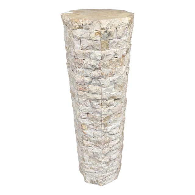Vintage Mid Century Modern 42” Organic Natural Rock Style Tessellated Brutalist Sculpture Display Pedestal For Sale