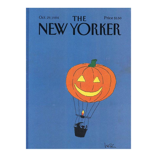 1984 Vintage New Yorker Magazine Cover by Arnie Levin, October 29, Halloween For Sale