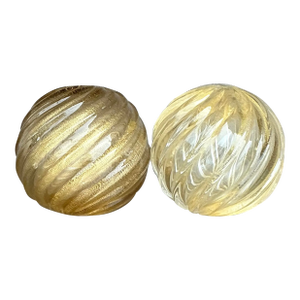 Vintage Regency Swirl Blown Glass Spheres - Set of 2
