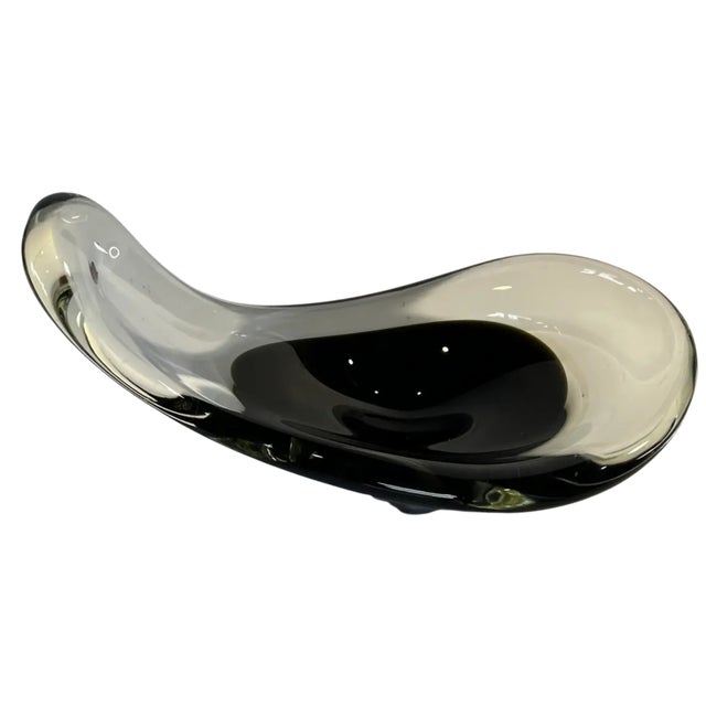 Carl Erickson Biomorphic Art Glass Bowl and Floral Black Sommerso Art Glass Vase Set of 2 For Sale - Image 13 of 14