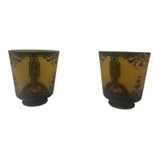 Vintage Pair of Vintage Art Nouveau Glass Lamp Replacement Shades 1930s Deco For Sale