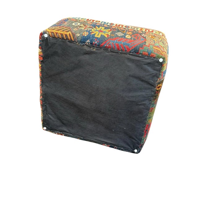 Vintage Multi Color Turkish Kilm Ottoman For Sale - Image 12 of 12