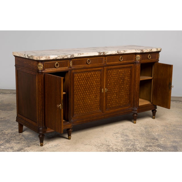 Late 19th Century French Louis XVI Oak & Marble Sideboard by Haentges Freres For Sale - Image 17 of 18