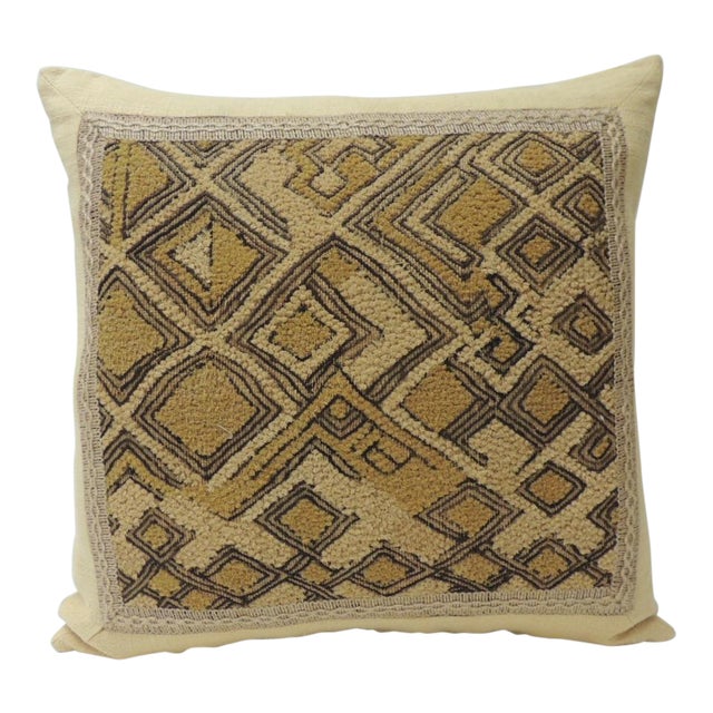 African Raffia Velvet Pillow With Jute Trim Decorative Pillow