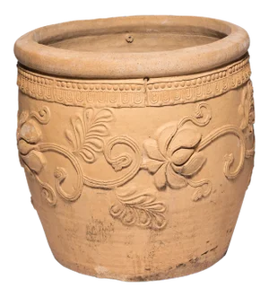 19th Century Chinese Floral Relief Urn