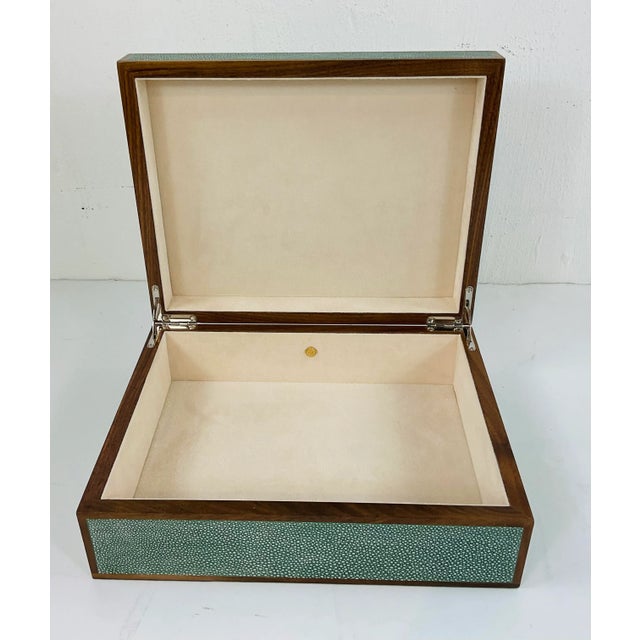 Made Goods Made Goods Modern Large Sage Green Faux Shagreen Cooper Box For Sale - Image 4 of 6