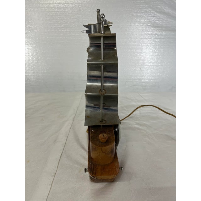 Wood and Metal Sailing Ship Clock For Sale - Image 4 of 12