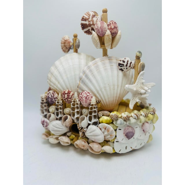 1970s Vintage Shell Art Sailboat Birdhouse For Sale - Image 5 of 6