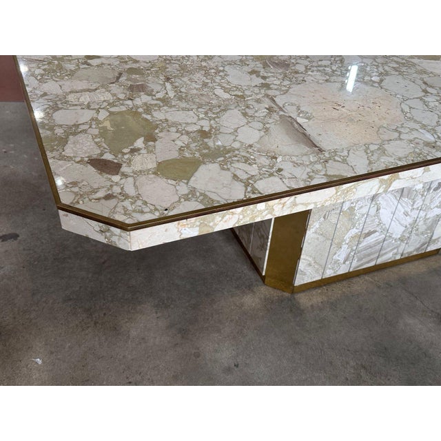 1960s Willy Rizzo for Jean Charles Italian Marble & Brass Dining Table, 1960 For Sale - Image 5 of 7