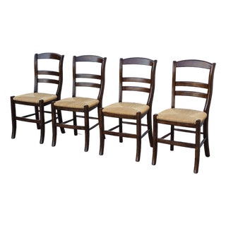 2011 Pottery Barn Isabella Ladder Back Rush Seat Dining Chairs, Set of 4 For Sale