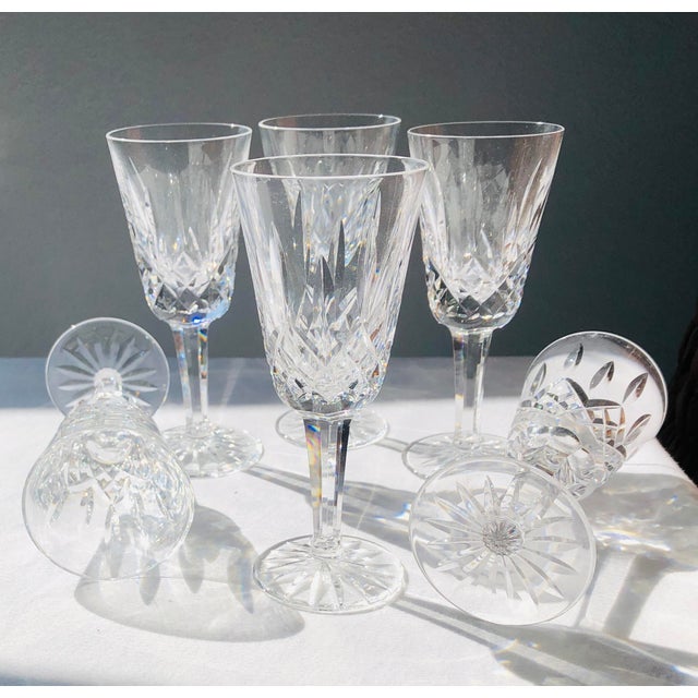 Mid-Century Modern Mid 20th Century Elegant Set of 6 Cut Crystal Champagne Glasses With Star-Cut Bases For Sale - Image 3 of 4