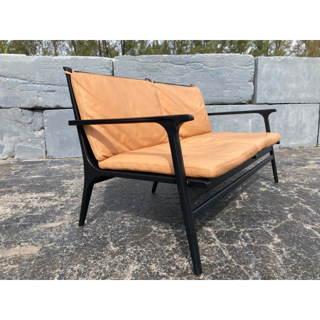 Modern Rén Lounge Chair Two Seater Sofa Stellar Works Space Copenhagen, Oak, Leather For Sale - Image 3 of 12