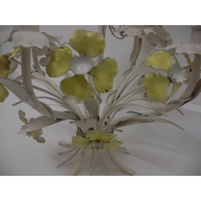 Mid 20th Century Vintage Italian Tole Floral Chandelier For Sale - Image 5 of 7